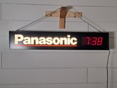 Vintage Panasonic Illuminated Store Display Clock Sign LED Digital Wall Hanging