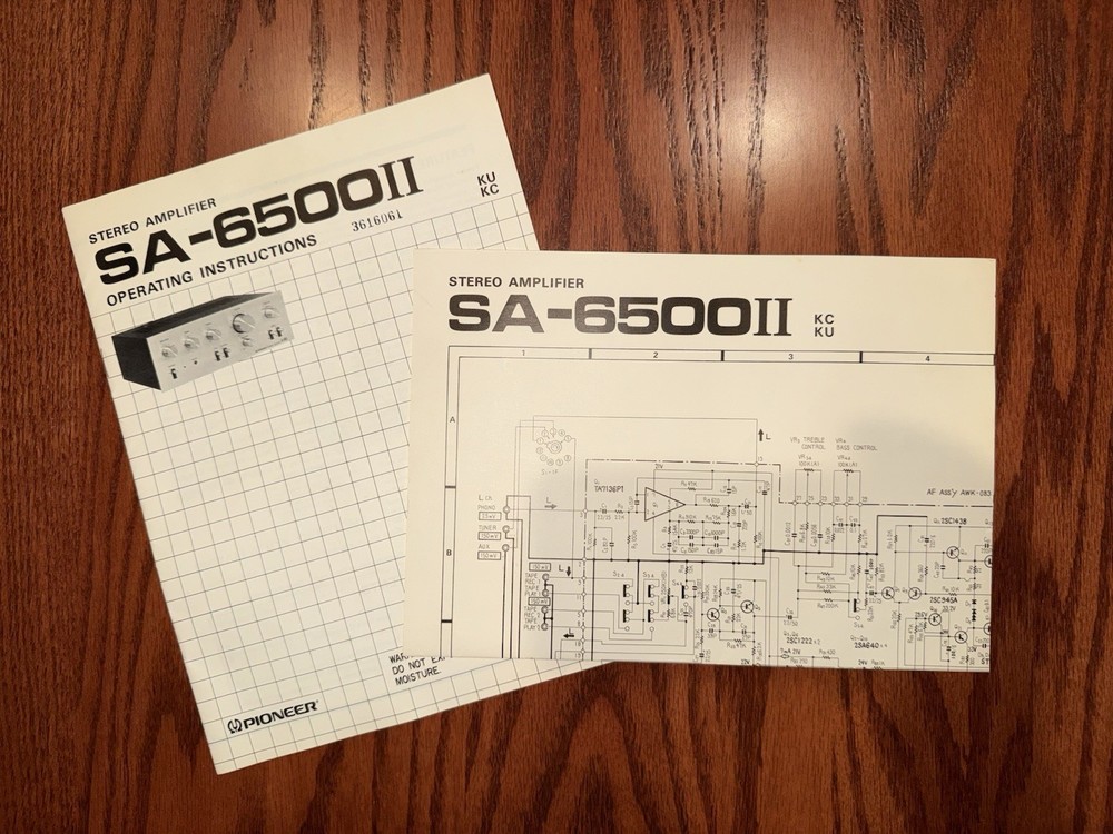 Original Vintage Pioneer Amplifier SA-6500 II Owner’s Manual + Wiring Schematic