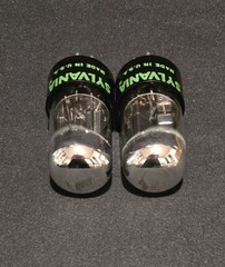 SYLVANIA 6SN7 GTB TUBE 1968 GREEN LABEL BLACK BASE CHROME TOP FOIL MATCHED SET