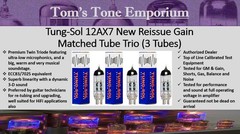 3 New In Box Gain Matched Tung-Sol 12AX7 Reissue Preamp Tubes
