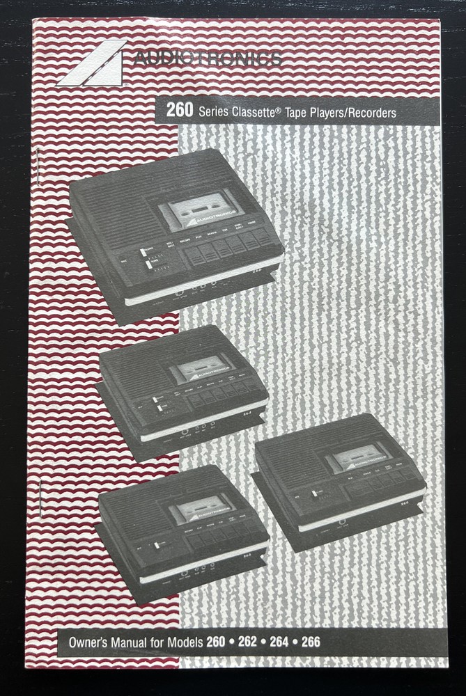 Audiotronics Classette 260 Series Cassette Tape Player Owner Instructions Manual