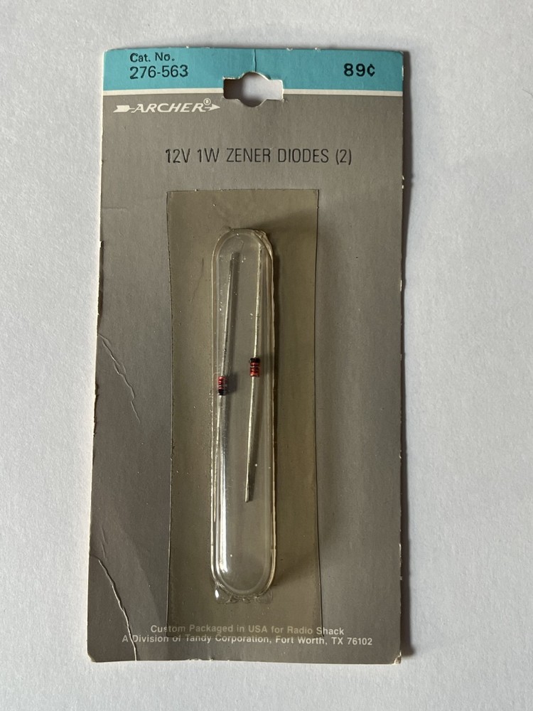 Radio Shack Zener Diodes (2) 12V 1W 276-563 Tandy Archer 🔥NEW NOS💥