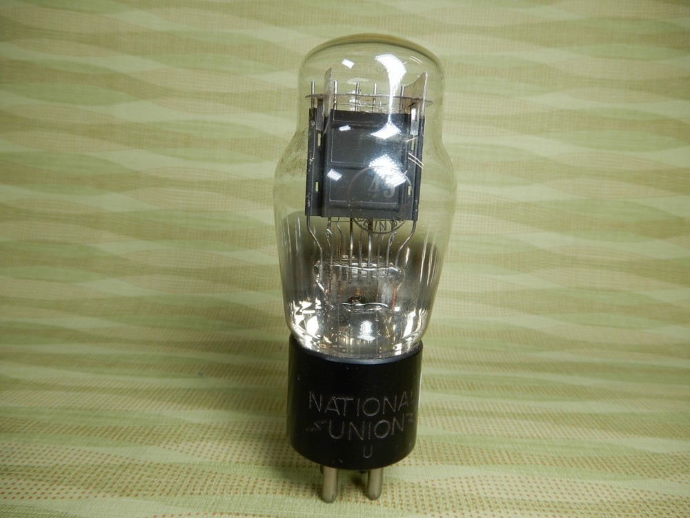 National Union Engraved Base Type 45 Vacuum Tube Plate Getter Tested 118%