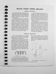ONE BRAND NEW COPY OF MCINTOSH MC240 STEREO POWER AMPLIFIER OWNER’S MANUAL