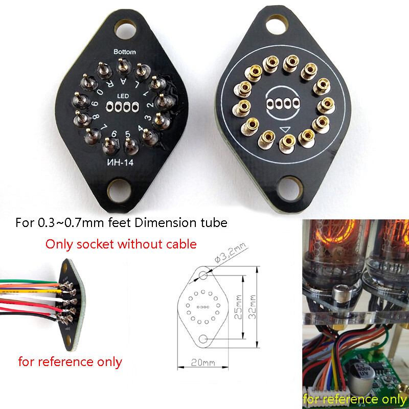 1X IN14 IN-14 Gold Plated Tube Socket Nixie Colck Tube Base Tube Fixer Assembled