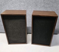 Vintage Sears Bookshelf Speakers Pair Walnut Woodgrain 16″ Tested Working