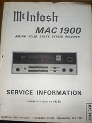 McIntosh MAC 1900 Service Manual Receiver Original 4X230