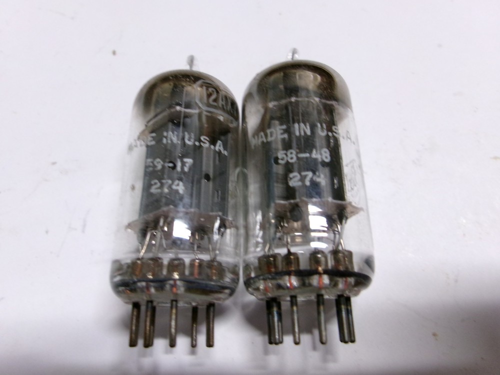 2 RCA 12AX7 LONG PLATE VACUUM TUBES