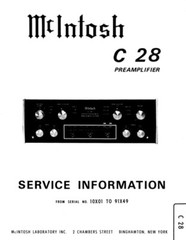 McIntosh C28 C-28 Pre-amplifier SERVICE MANUAL and SERVICE BULLETINS