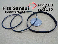 LOT OF 3 BELTS FITS SANSUI CASSETTE PLAYER MODEL NUMBER SC-3100 AND SC-3110!!