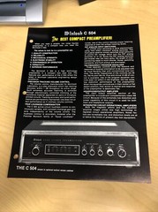 McIntosh C 504 PreAmplifier ORIGINAL DEALER SPEC SHEET