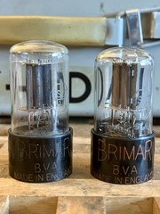 Pair of Early 1950’s BRIMAR 6SL7GT Vacuum Tubes D Getters Closely Matched CV1985
