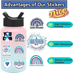 100PCS Suicide Awareness Stickers Suicide Prevention Stickers for Depressed Pers