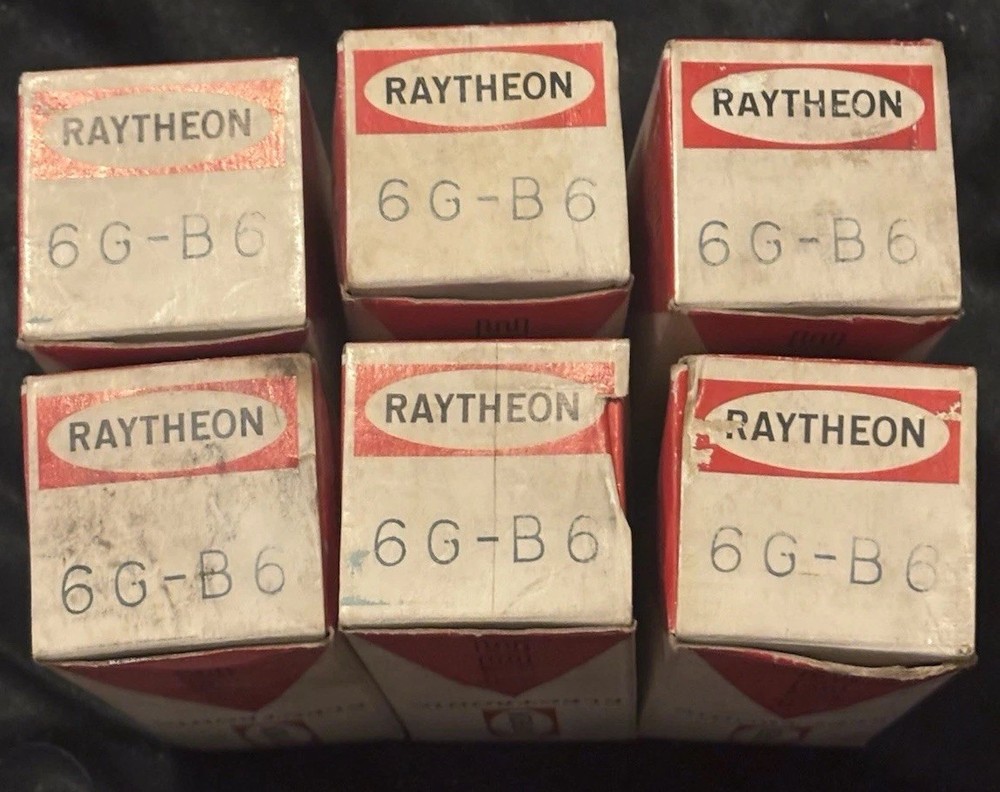 6 Raytheon Sextet 6G-B6/6GB6/6P7S Sub 6L6GC W Adapter Electron Beam Power Tubes