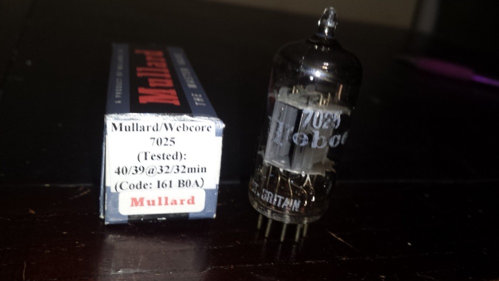 ⭐️Balanced Mullard Webcor GT. Britain 7025 12AX7A ECC83 I61 B0A Short Plate tube