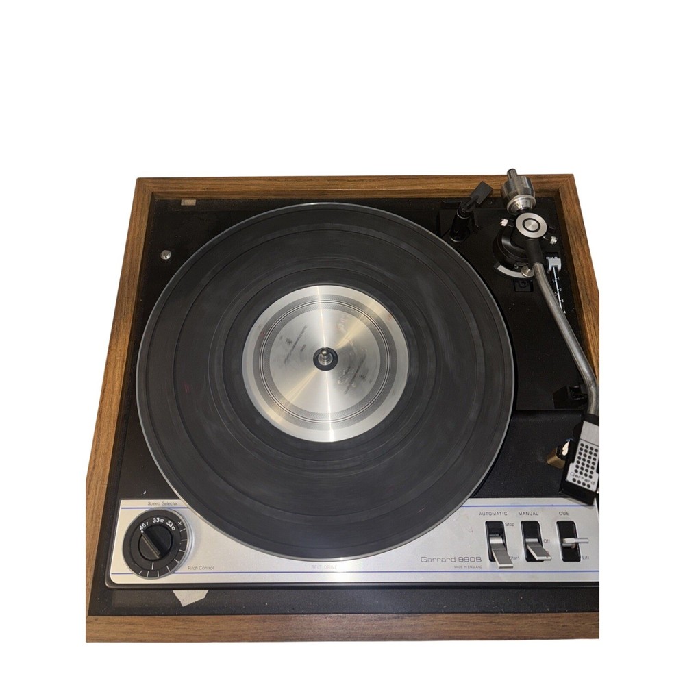 Vintage Garrard 990B Automatic Turntable Record Player Wood Plinth England Parts