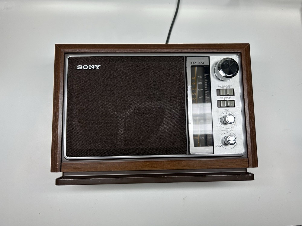 Vintage Sony ICF-9740W FM/AM Table Radio Simulated Wood Cabinet