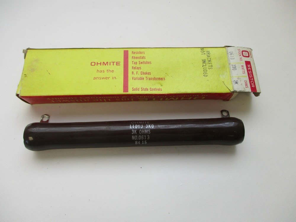 OHMITE VITREOUS ENAMELED RESISTOR 0613, 100 WATTS 3 OHMS, L100J 3KO 8415
