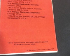 Pioneer Vintage Hi-Fi Catalog Lot 1974 & 1976 SX-1010 SPEC Burstein Applebee