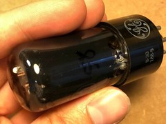 Vintage 1949 GE 25L6GT Output Tube Tests Good Black Glass