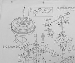 BIC TURNTABLE 980 COPY OF OWNER MANUAL & SERVICE MANUAL, BLOW UP & PARTS COMBO