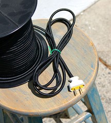 Black Rayon Cloth Covered 3-Wire Round Pulley Cord, Vintage Pendant Lights, Fans