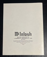 Vintage Original McIntosh MR80 Digital FM Tuner Manual, NEW