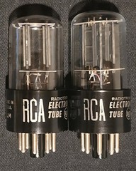 RCA 6SN7 GTB TUBE 1962 TOUGH DOGS 2 HOLE BLACK LADDER PLATES MATCHING SET