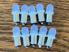 10 New White FROSTED Bayonet LED Lamp Light Bulbs 6v 6.3v 8v #47 #44 #1847