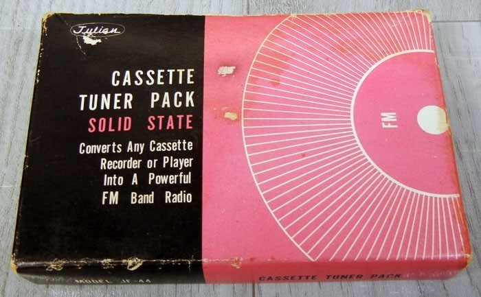 NOS Vintage JULIAN Cassette Tuner Pack in Box Converts to Powerful FM Band Radio