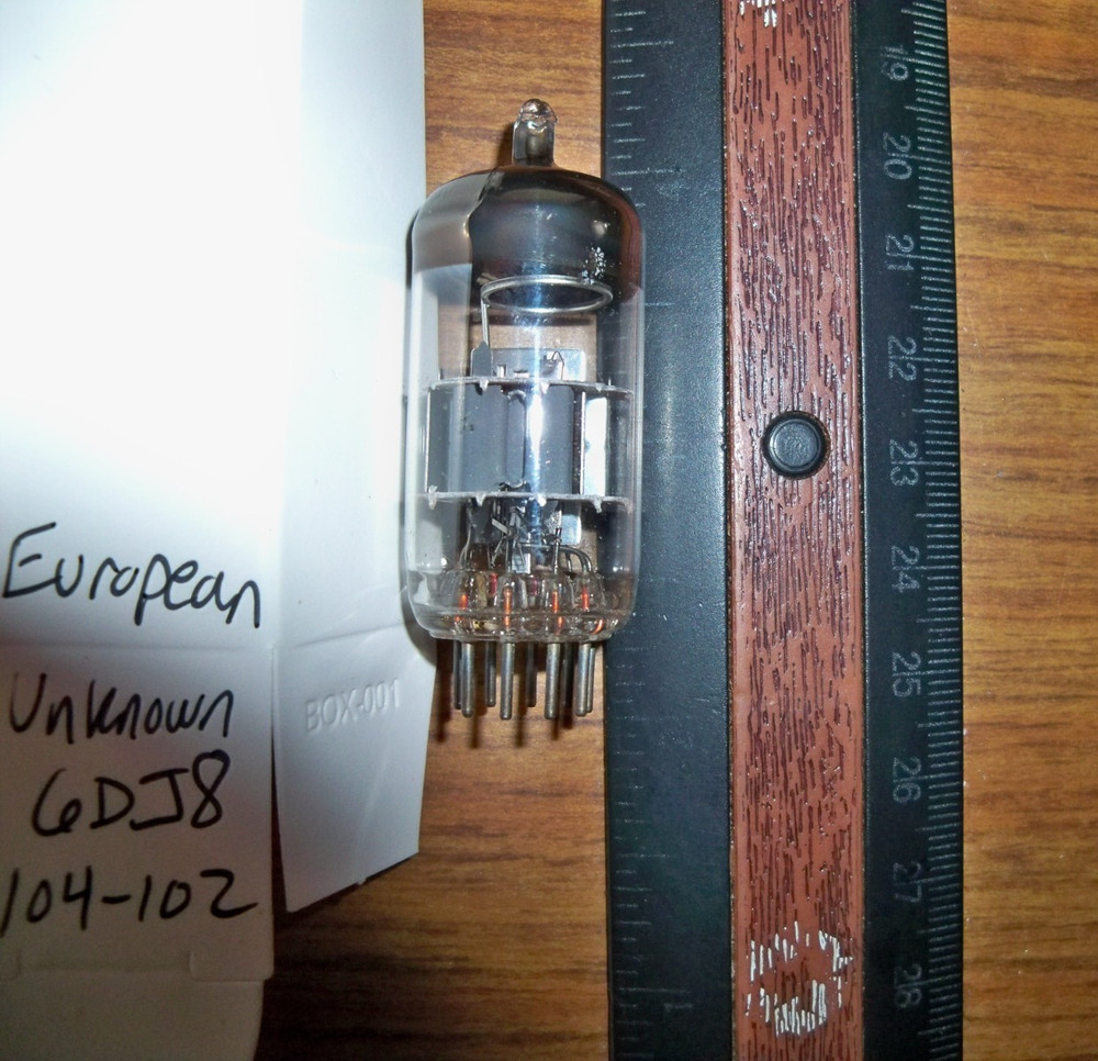 Strong Unknown European Gray Plate O Getter 6DJ8 / ECC88 Tube – 104/102