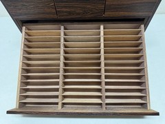 STANNY Rosewood Cassette Cabinet Wood Holder Japan Holds 117 Tapes – Excellent