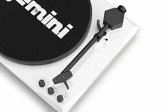 Gemini Bluetooth Vinyl Record Player Stereo System Home Turntable White Speakers