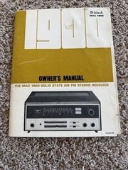 McIntosh MAC 1900 Owner’s Manual & Service Info AM/FM Solid State Receiver
