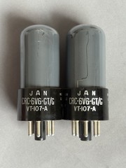 Pair RCA 6V6GT/G VT-107-A Tubes smoked glass matched V3E WWII Signal Corps 1945