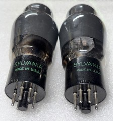 Matched Pair Sylvania 6L6G Smoke Glass Vacuum Tubes Amplitrex Tested Strong