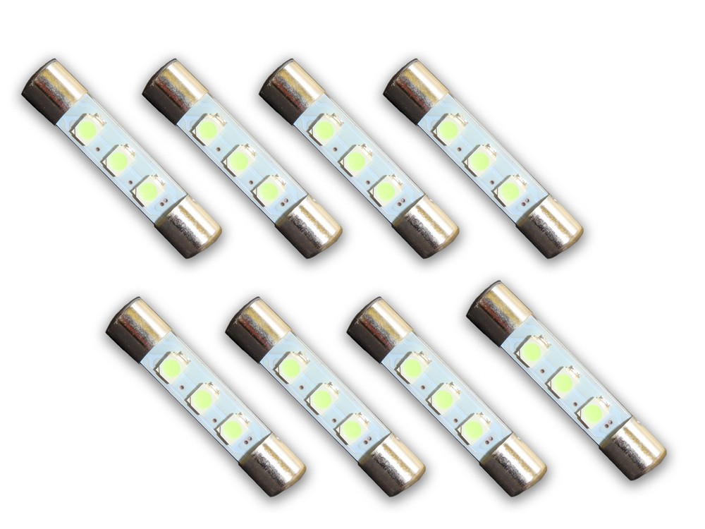 8 WARM WHITE 8V LED Lamp Fuse-Type Bulbs for Pioneer SX-440, SX-525, SX-535 -8WW
