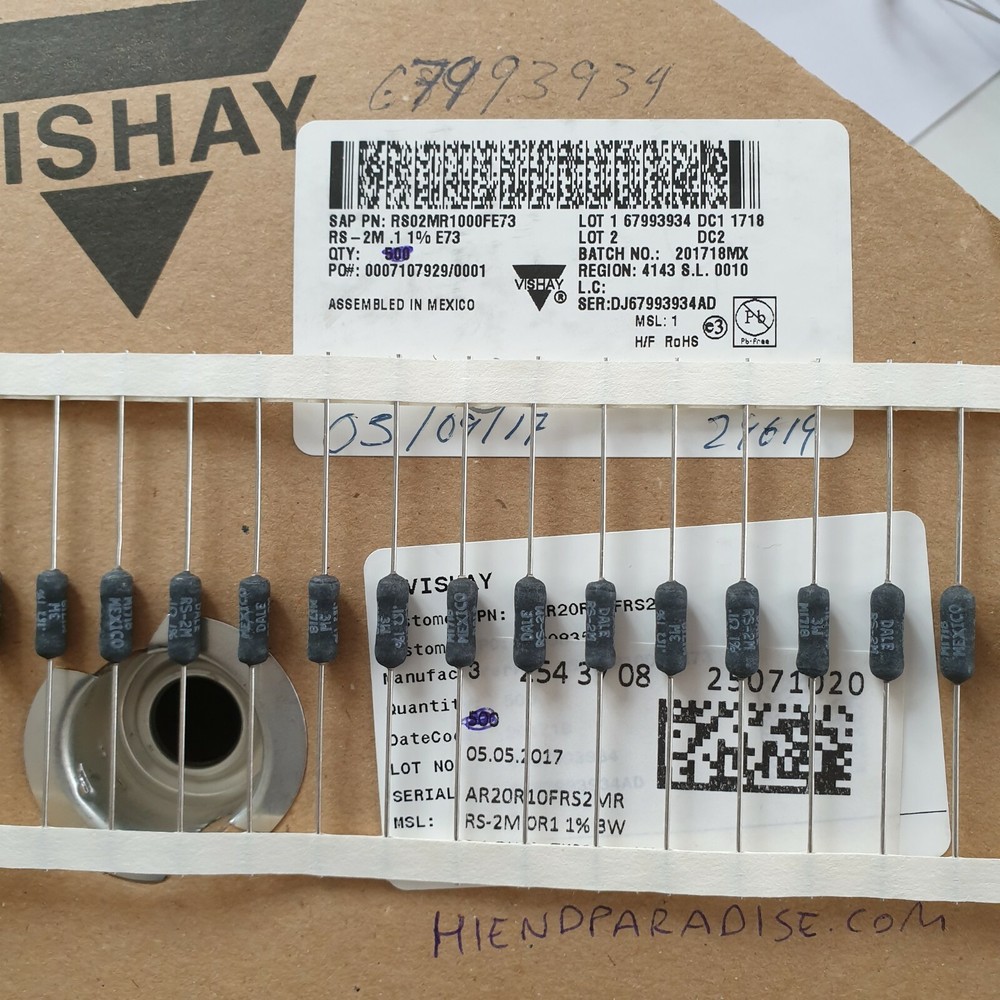 Vishay/Dale 0R1 0.1R RS-2M 3 watts 1% HI_END MIL-R-26 Audio Resistors! 50PCS!