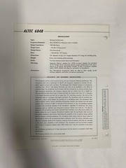 Original Vtg Altec 684B Professional Omnidirectional Microphone Spec Sheet (A3)