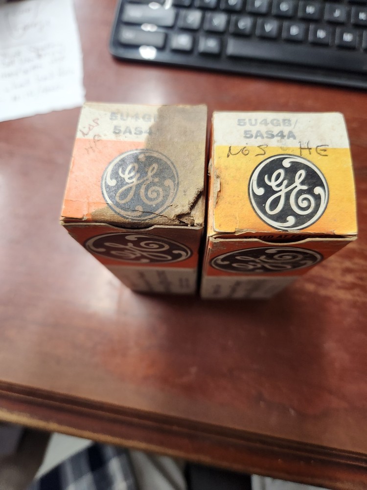 5U4GB 5AS4A Vacuum Tubes (2) N.O.S. Matched GE