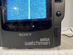 Vintage 1990s Sony FD-525 MEGA Watchman Black And White TV + AM/FM Radio
