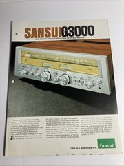 Sansui G3000 Stereo Receiver Original Brochure Vintage Rare