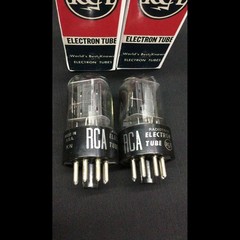 MATCHED PAIR RCA 6SN7GTB Short Bottle Black Plate D Getter VACUUM TUBES H.9159