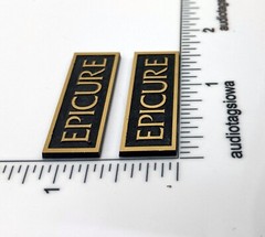 Epicure Speaker Badge Logo Emblem Custom Made Incised Gold Acrylic PAIR
