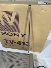 Vintage Sony TV 413 Mini Black & White FM/AM Television + Box & Power Supply