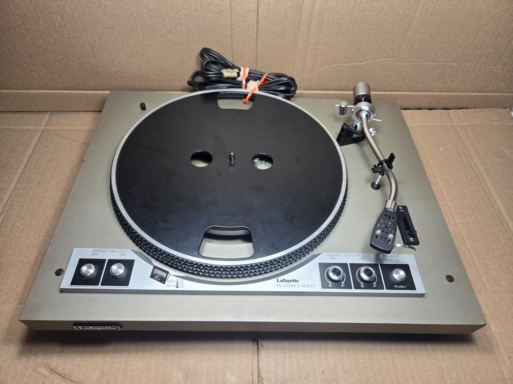 LAFAYETTE T-4000 BELT-DRIVE AUTO RETURN, WORKS- Needs Belt, Rubber Feet and Cove