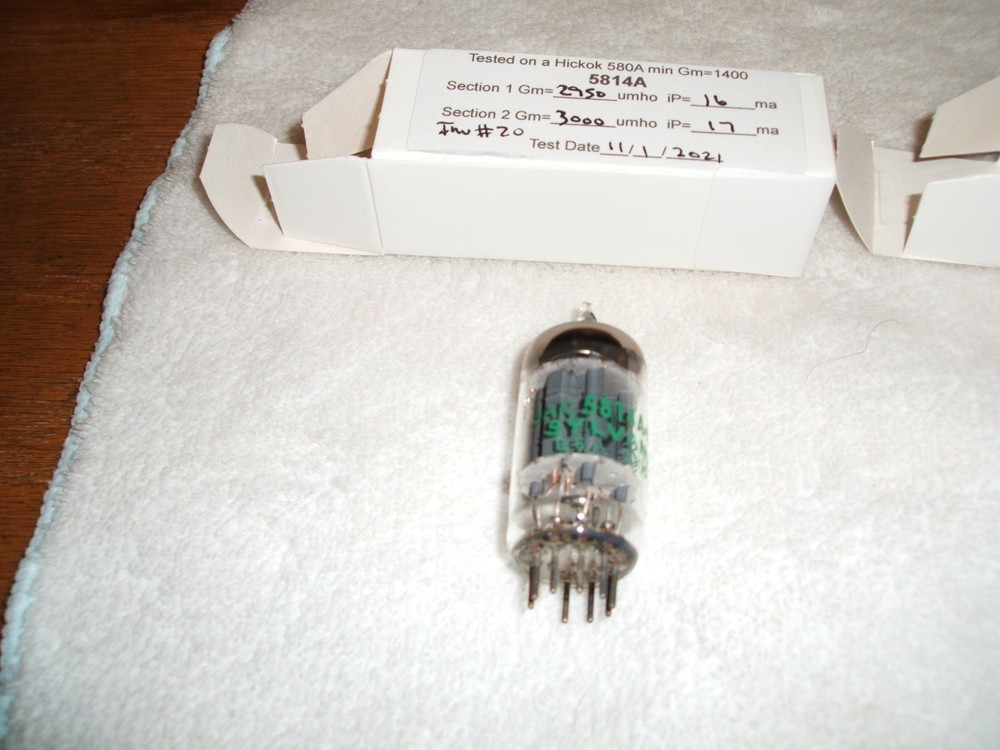 (1) Sylvania 5814A Vacuum Audio Radio Tube Tested NOS Hickok 580A Tested