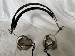 Antique PAL Headphones Cloth Wire Headband Radio Headset Earphones Pin Plugs