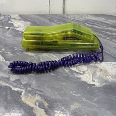 Vintage Swatch Twin Phone Deluxe Clear Neon Green Purple Cord 1989 Swiss Design