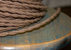 Cloth Covered Twisted Wire – Brown/Tan Pattern, Vintage Style Fabric Lamp Cord